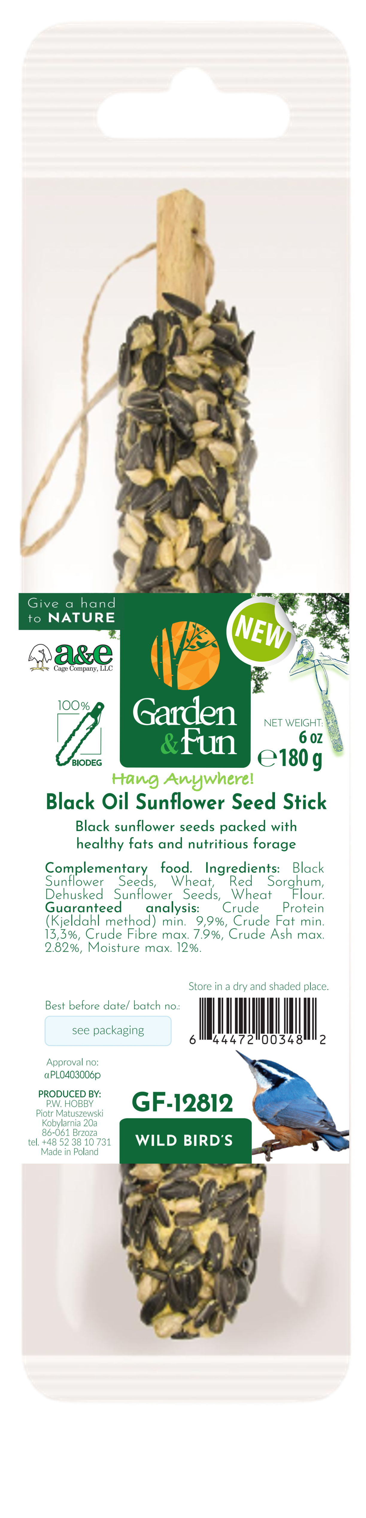 Black Oil Sunflower Seed Stick XL (Master 644472003864)