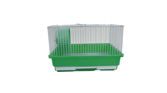 14"x11"x9" Hamster/Gerbil Cage with Wheel (2 Green/2 Blue)