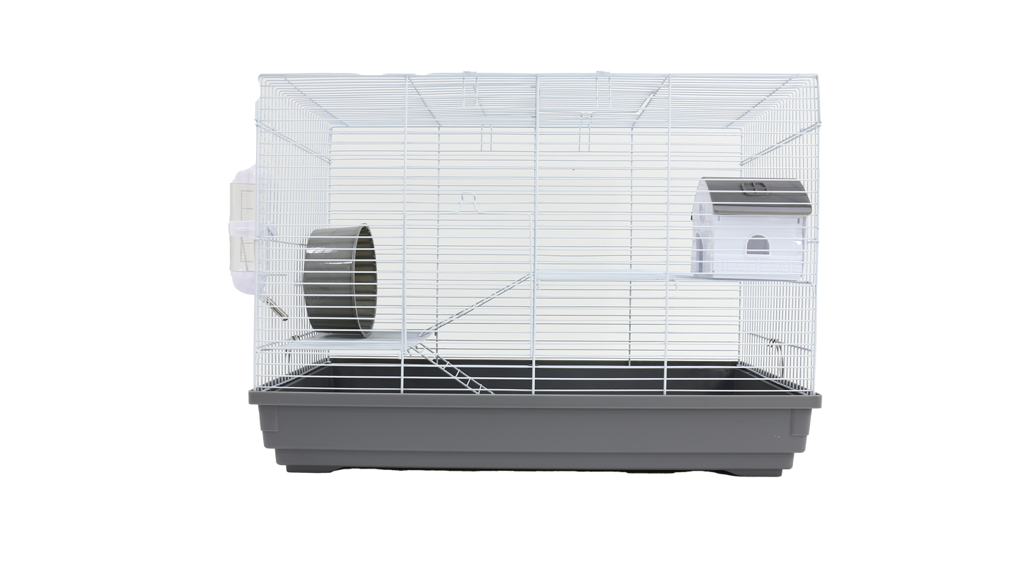 22"x12"x16" - 2 Story Hamster/Gerbil Cage with House and Wheel (1Grey/1 Blue)