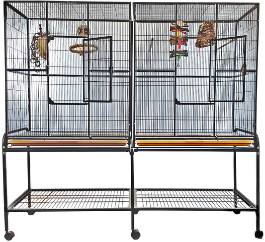 64"x21" Double Flight Cage with Divider (2 box set)