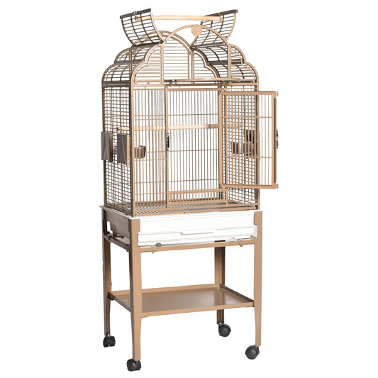 22"x17" Victorian Top Cage with Plastic Base and Drop Down Door