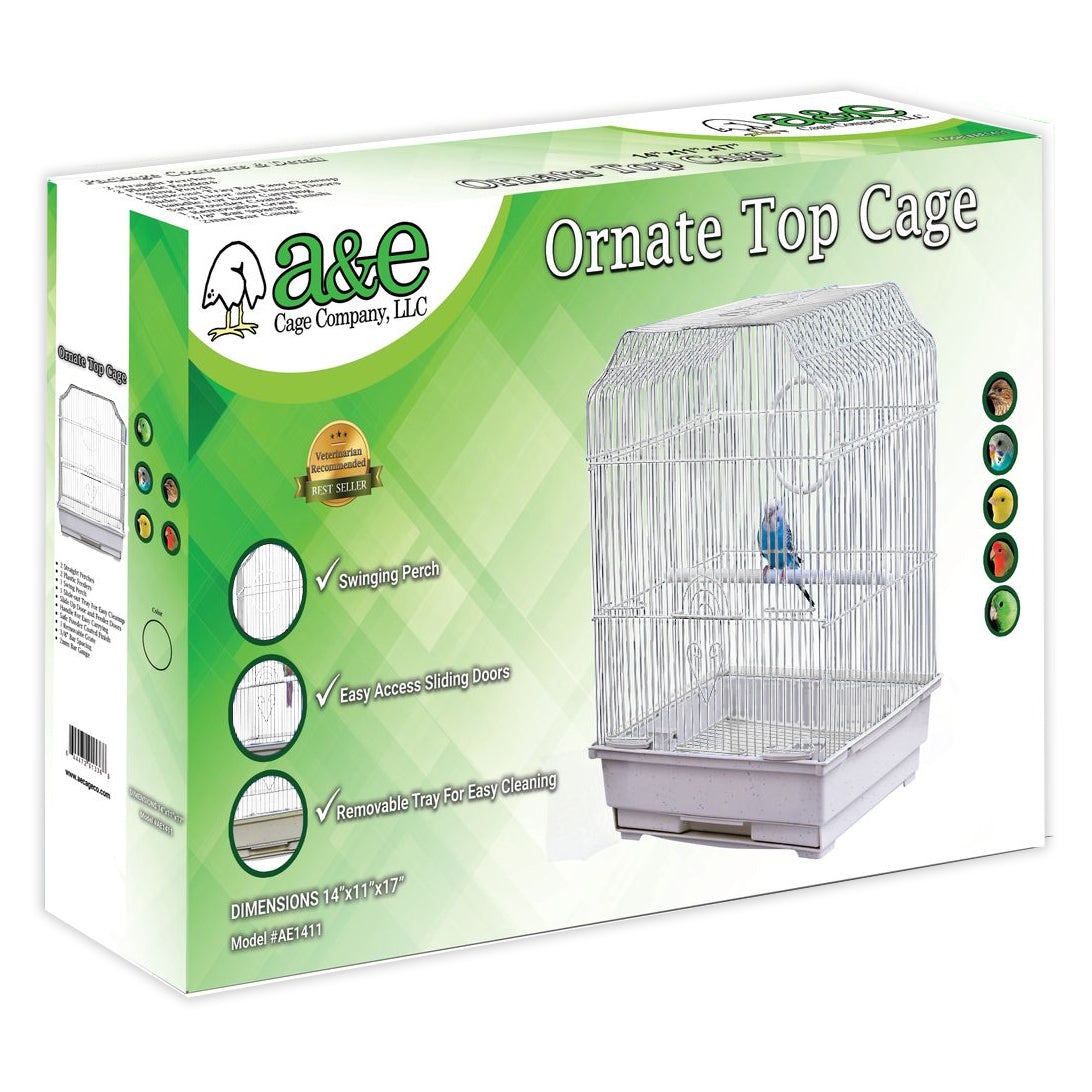 14"x11" Ornate Top Cage in Retail Box (single pack) WHITE
