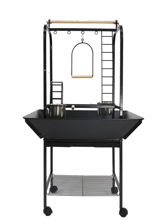 26"x25"x55" Parrot Play Stand with Ladders and Toy Hooks