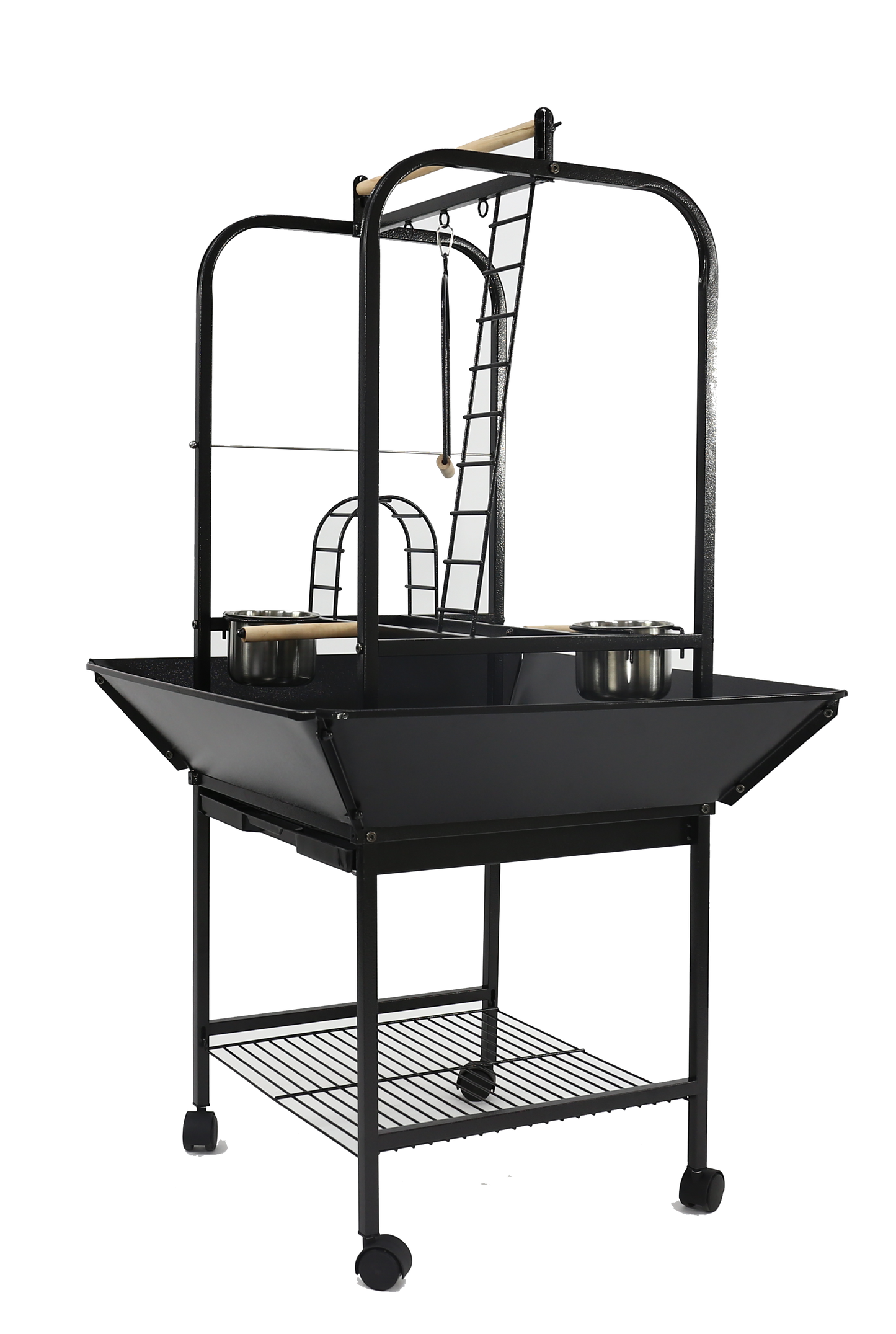 26"x25"x55" Parrot Play Stand with Ladders and Toy Hooks