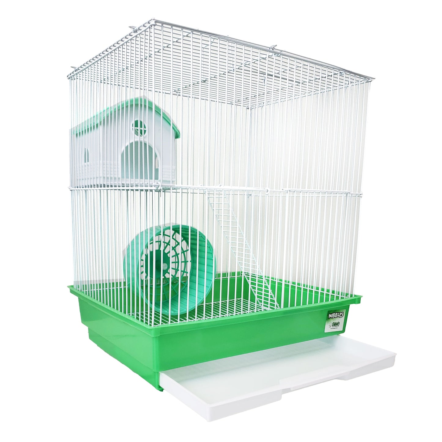 14"x11"x15" - 2 Story Hamster/Gerbil Cage with House and Wheel (Single Pack Full Color Box)