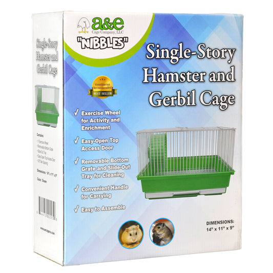 14"x11"x9" Hamster/Gerbil Cage with Wheel (Single Pack Full Color Box)
